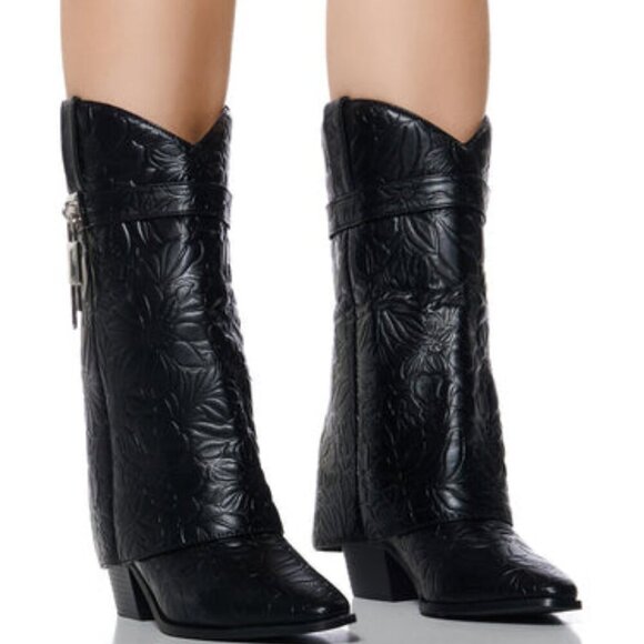 AZALEA WANG " COUNTRY TIDES " EMBOSSED FAUX LEATHER  COWBOY BOOTIE( BRAND NEW!!! - Picture 1 of 10
